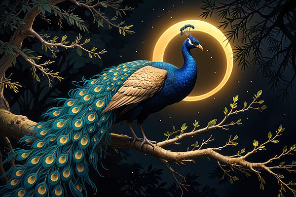 Peacock on a tree branch Peacock on a tree branch