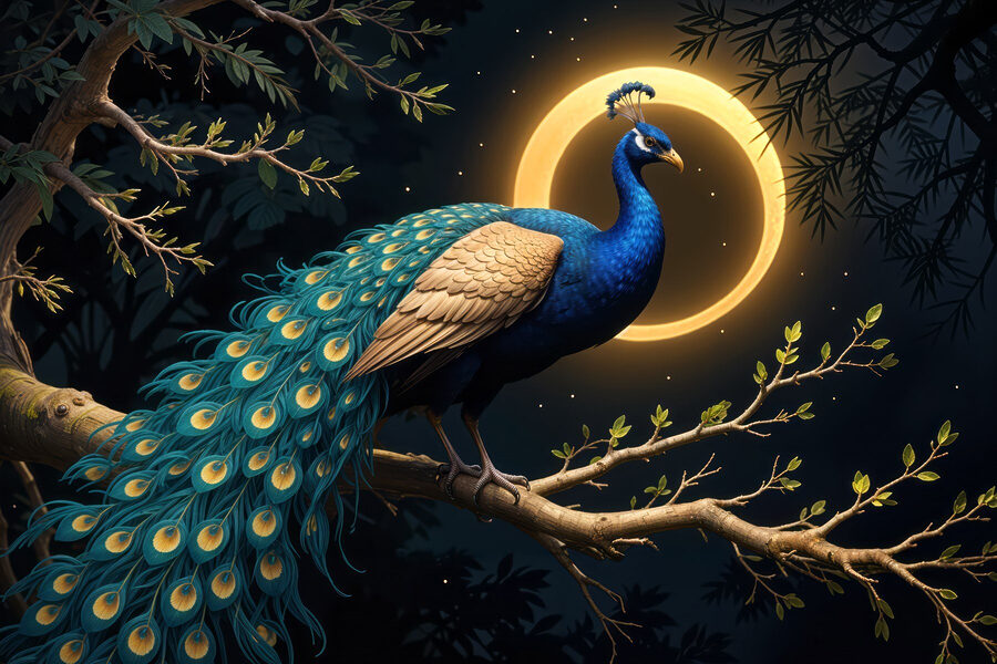 Peacock on a tree branch Peacock on a tree branch