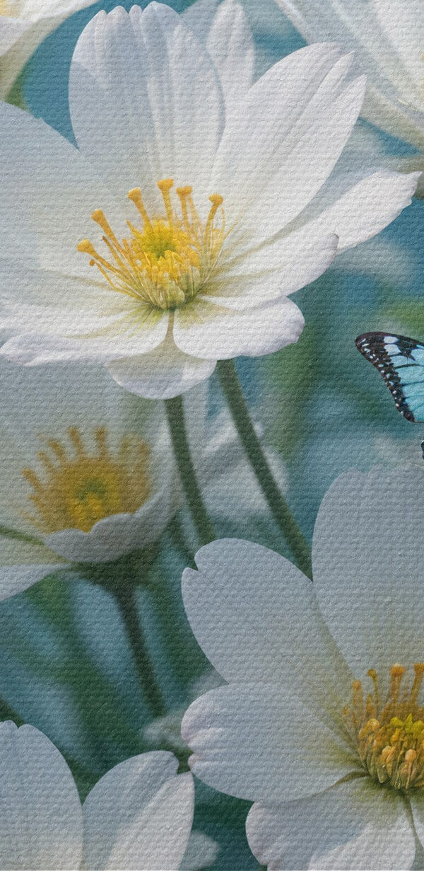 Group of butterflies flying around a white flowers Group of butterflies flying around a white flowers