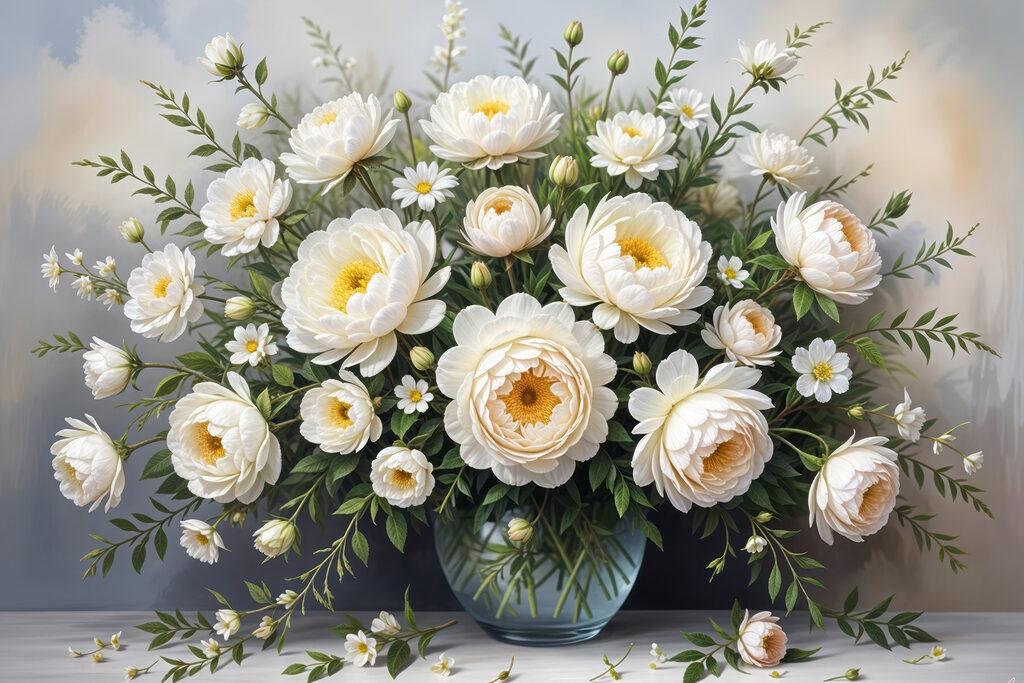 Vase of white flowers Vase of white flowers
