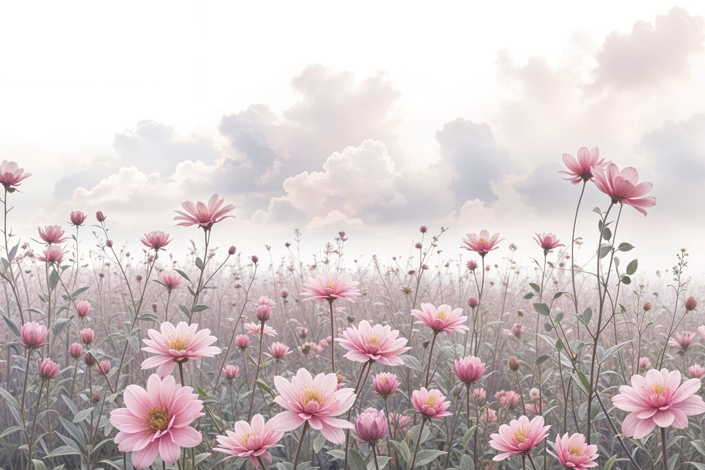 Field of pink flowers Field of pink flowers