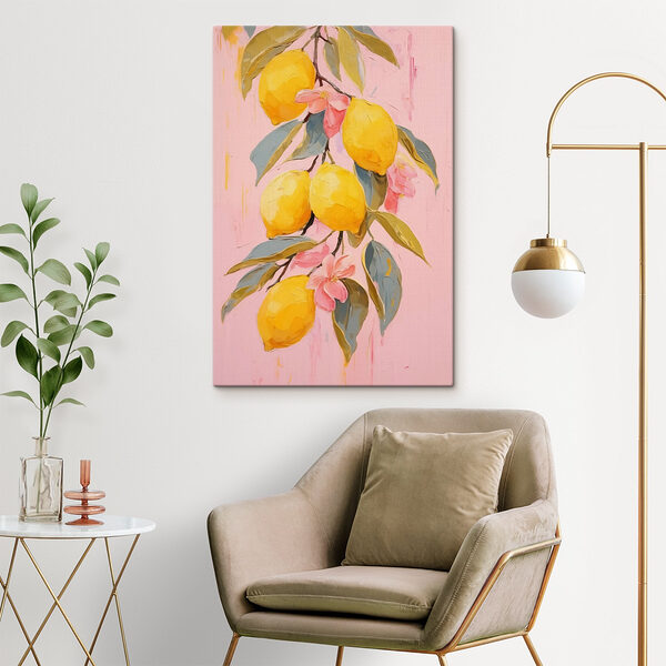 Painting of lemons on a branch Painting of lemons on a branch