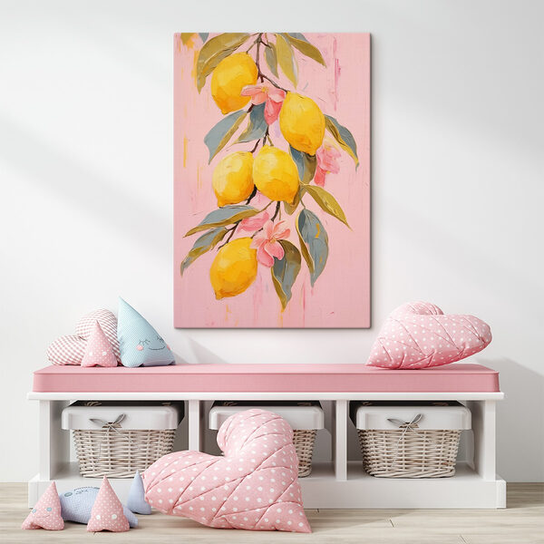 Painting of lemons on a branch Painting of lemons on a branch