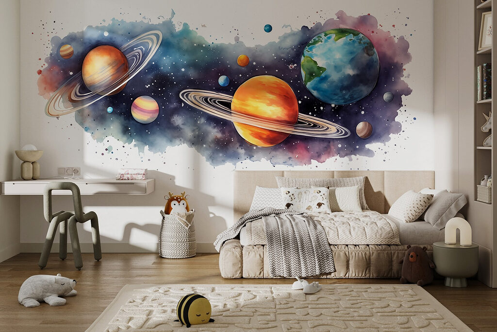 Planets and stars in space