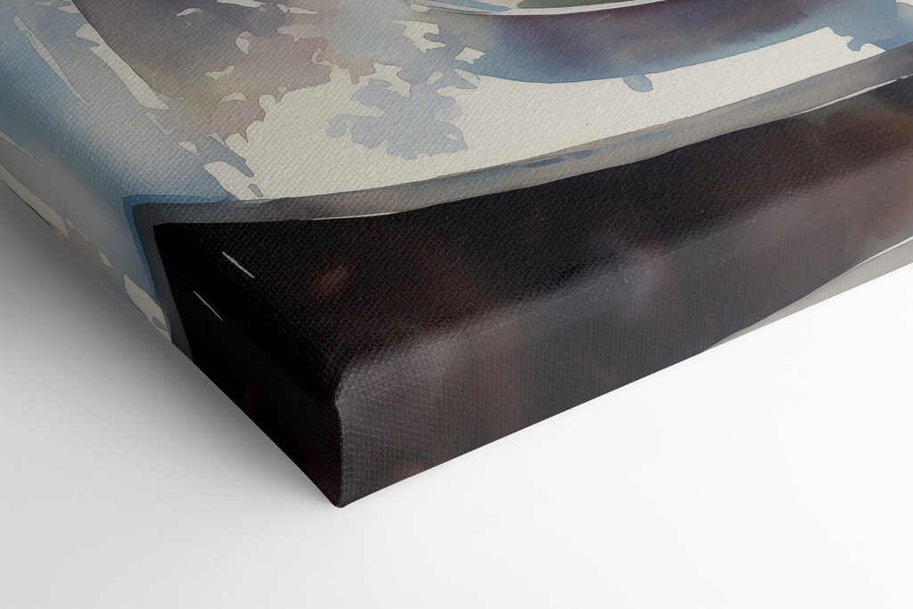 Watercolor painting of flowers and fruits on a table in front of a window Watercolor painting of flowers and fruits on a table in front of a window