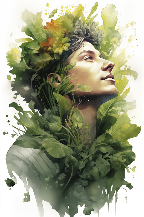 Man with flowers in his hair Man with flowers in his hair