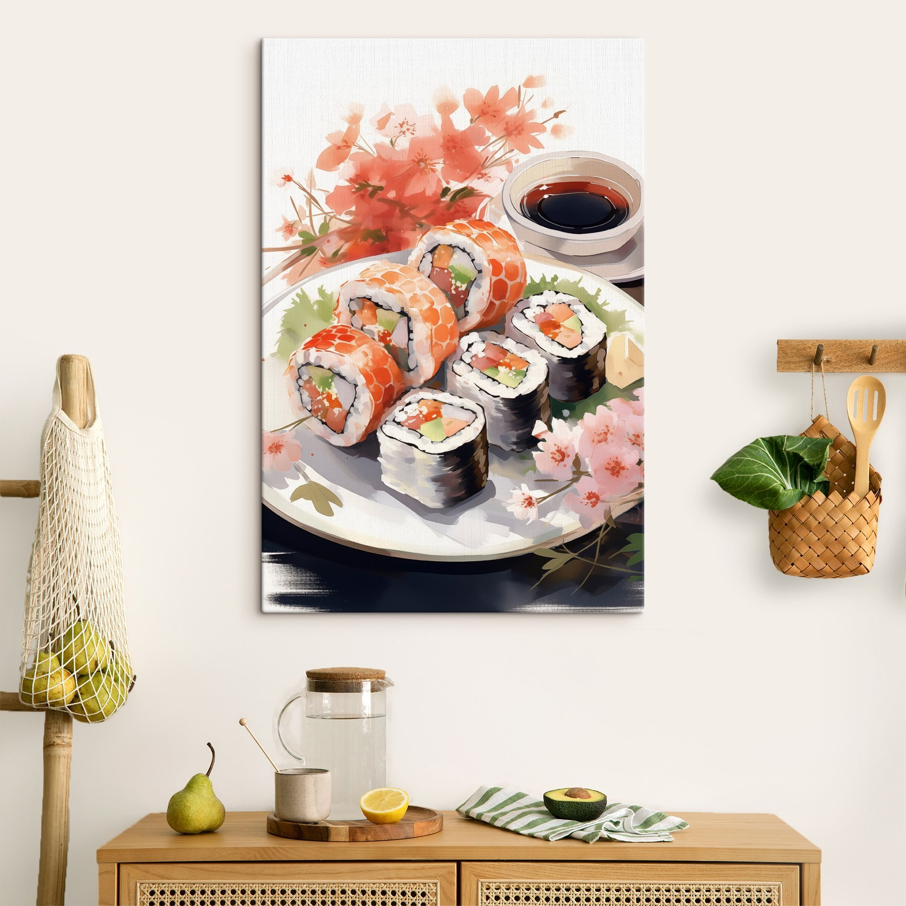 Plate of sushi and sauce