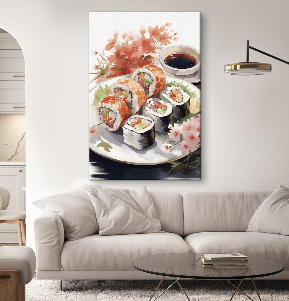 Plate of sushi and sauce