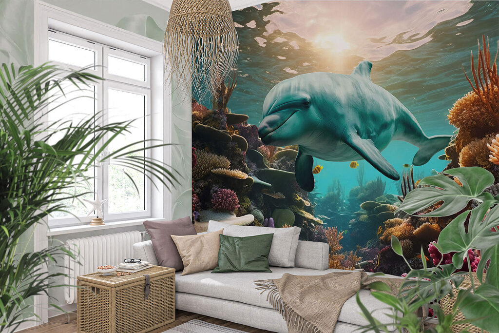 Dolphin swimming in the ocean Dolphin swimming in the ocean