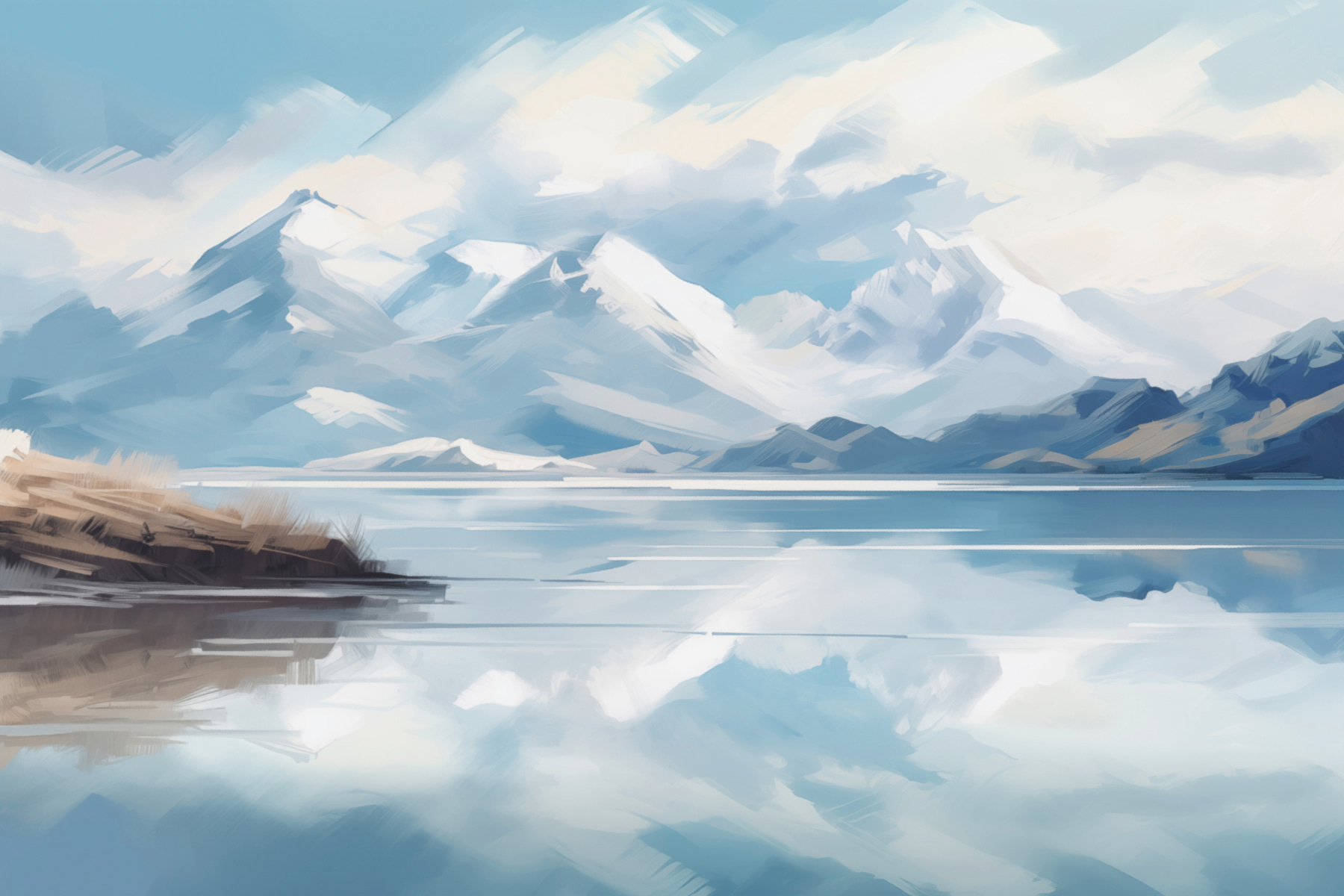 Lake with mountains in the background Lake with mountains in the background