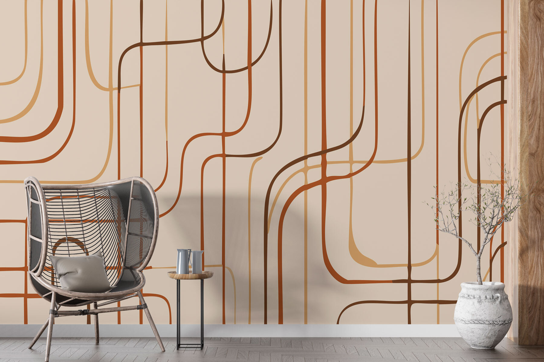 Brown lines on a beige background