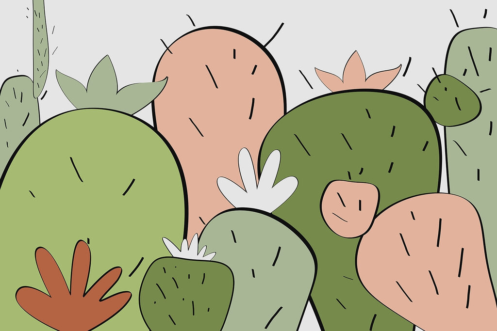 Group of cactuses with different shapes