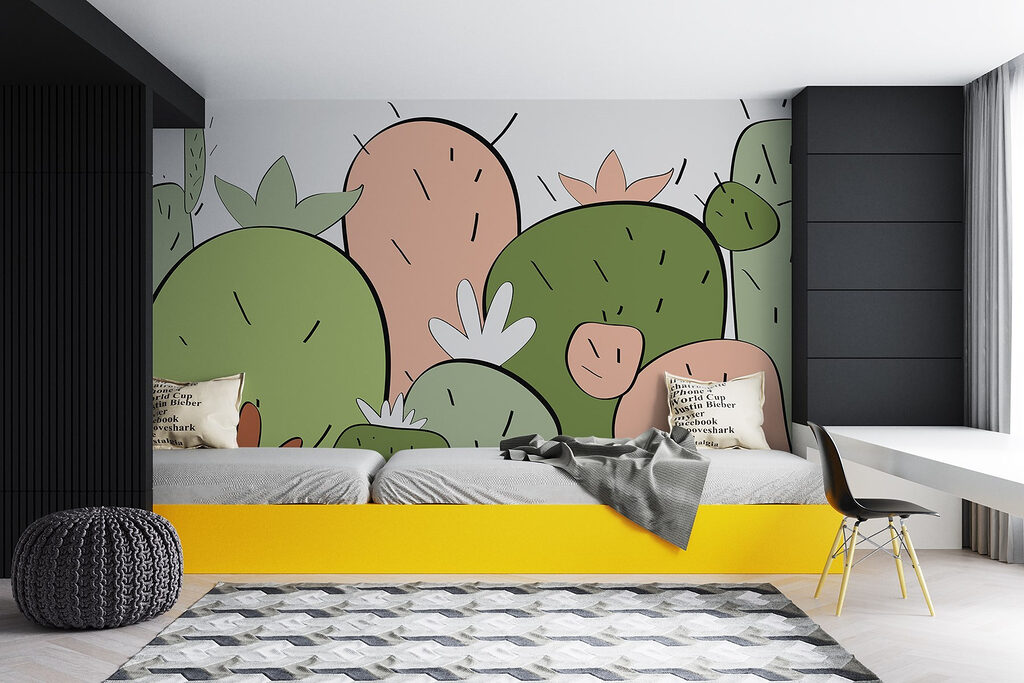 Group of cactuses with different shapes