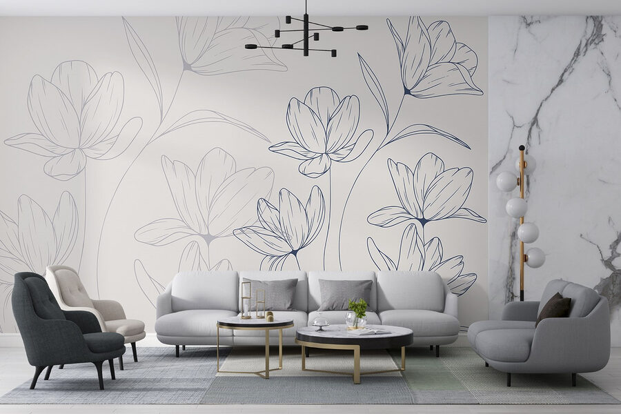 Drawing of flowers on a white background Drawing of flowers on a white background