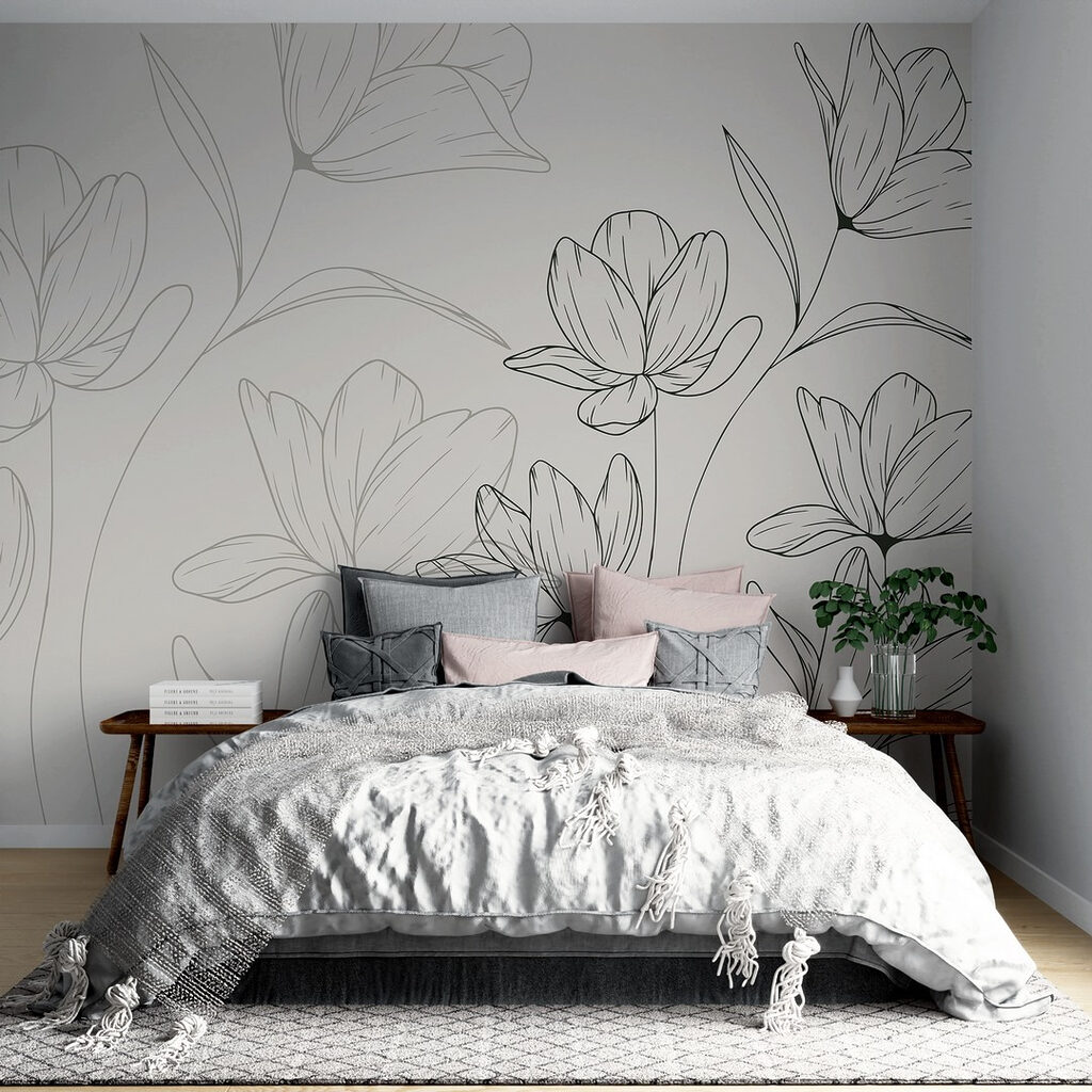 Drawing of flowers on a white background