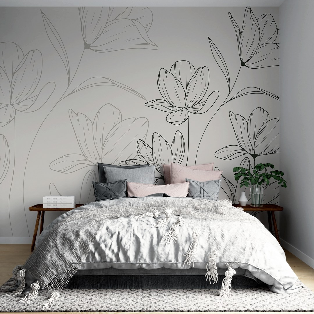 Drawing of flowers on a white background