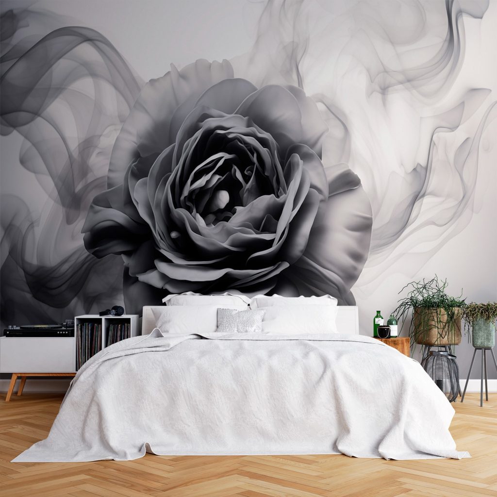 Black and white image of a rose