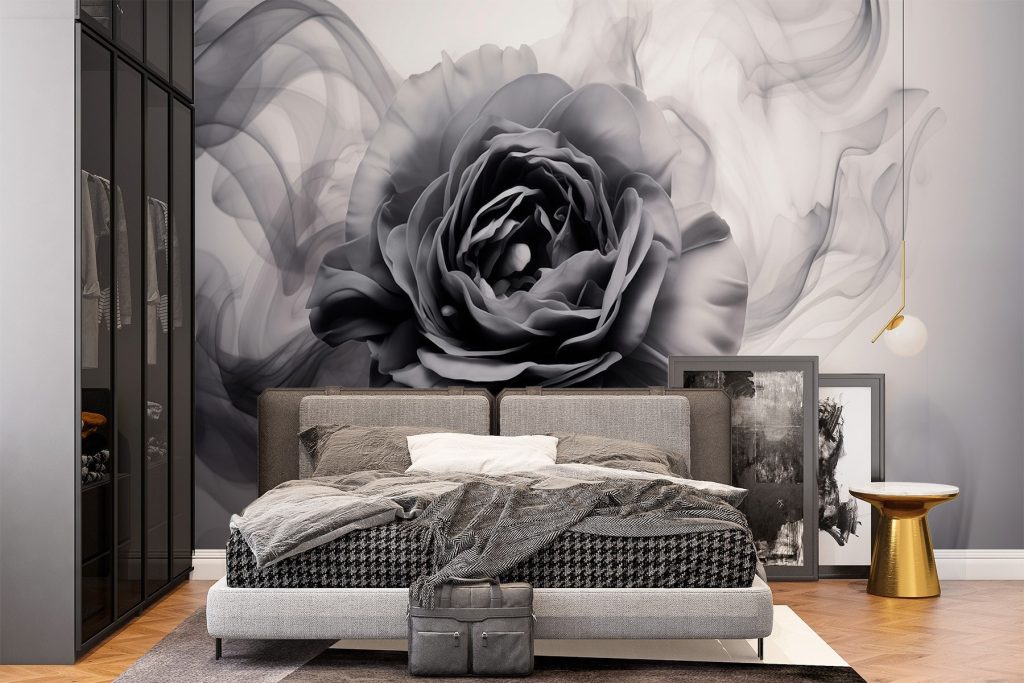 Black and white image of a rose