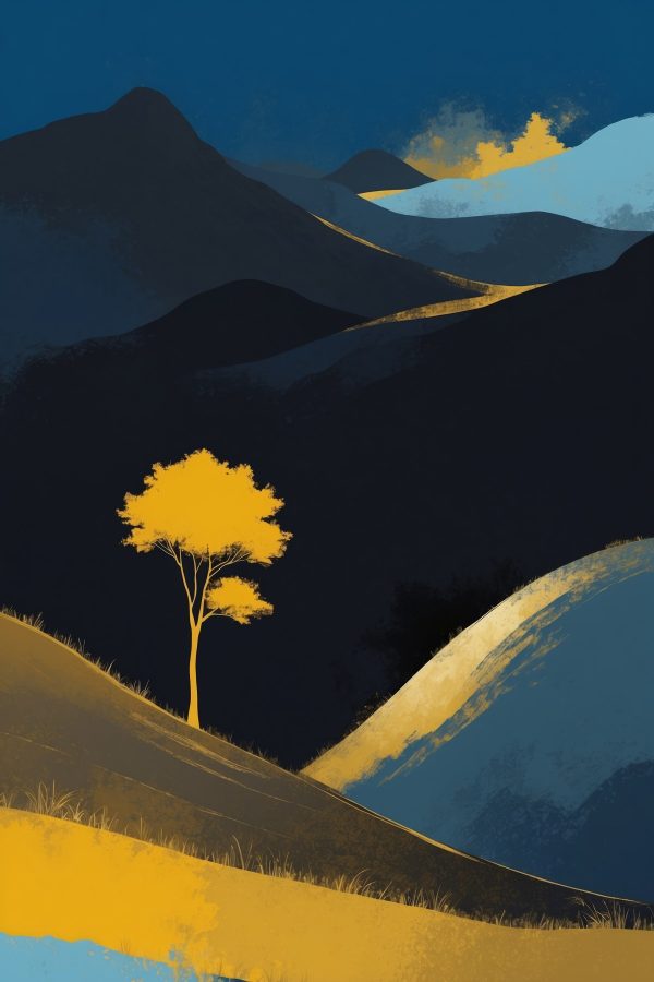 Yellow tree on a hill Yellow tree on a hill