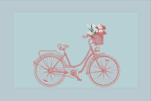 Bicycle with flowers in a basket Bicycle with flowers in a basket