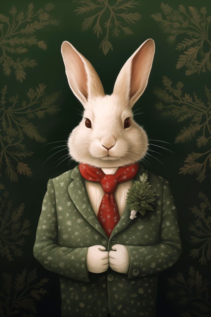 Rabbit wearing a suit and tie