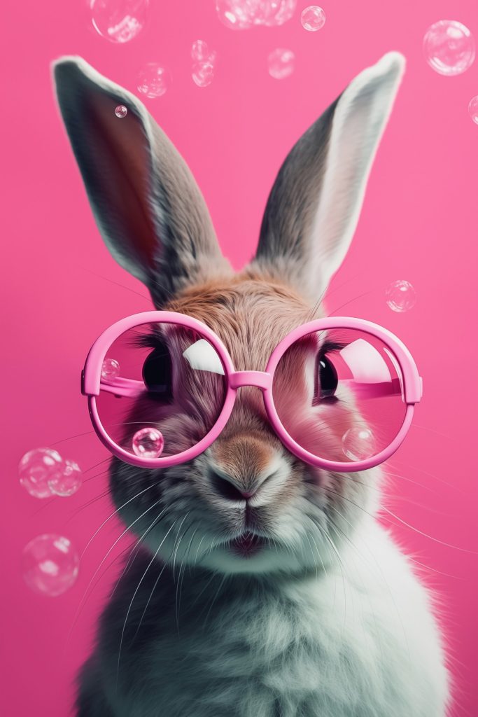 Rabbit wearing pink glasses Rabbit wearing pink glasses