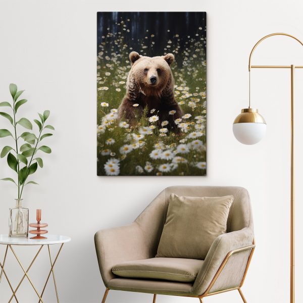 Bear sitting in a field of flowers Bear sitting in a field of flowers