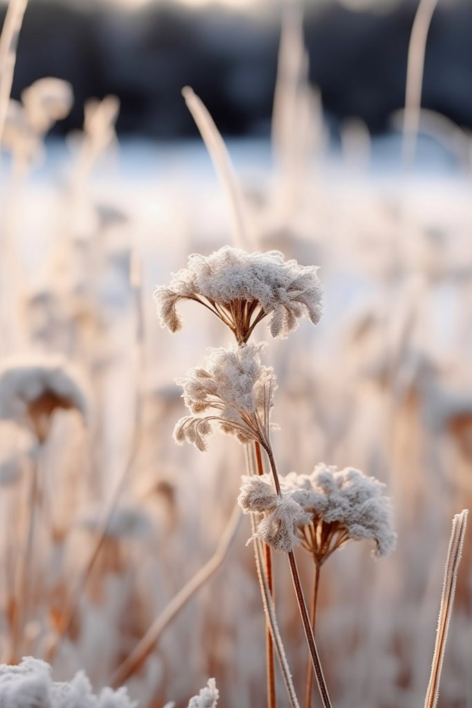 Frost-kissed flora in morning light Frost-kissed flora in morning light