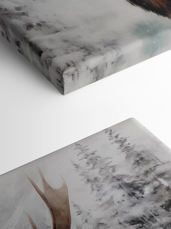 Moose with large antlers standing in a snowy forest Moose with large antlers standing in a snowy forest