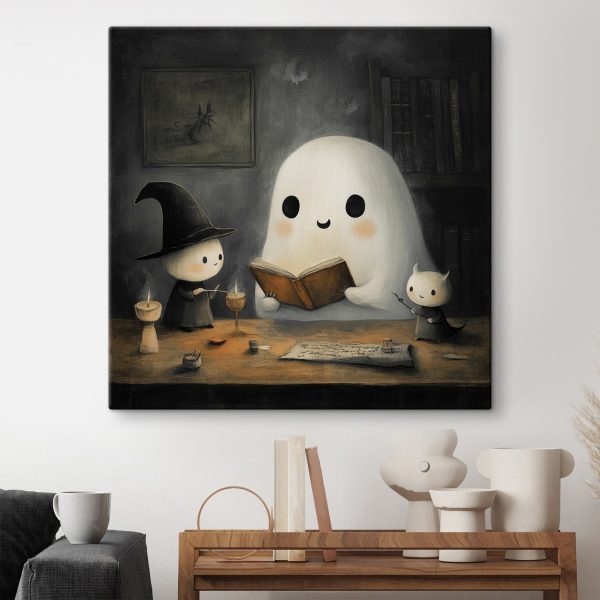 Ghost reading a book with two little people Ghost reading a book with two little people