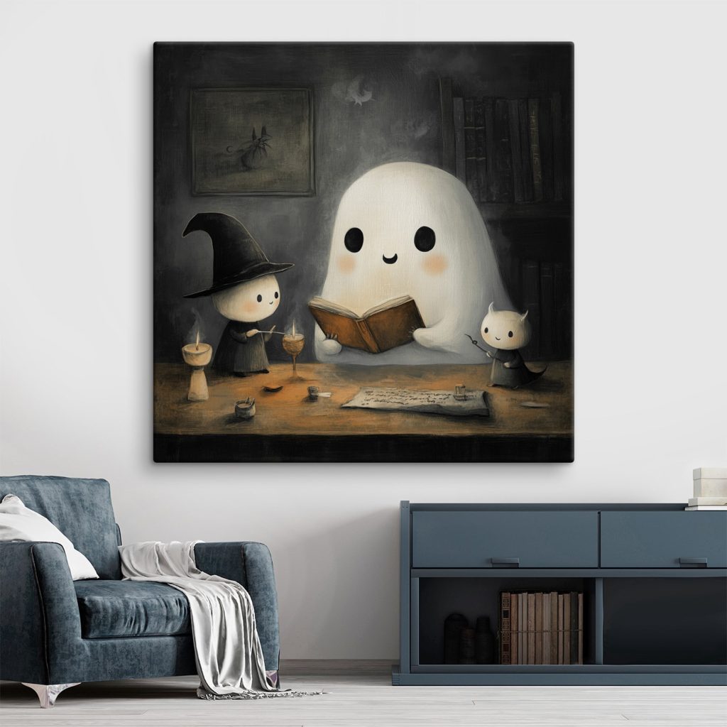 Ghost reading a book with two little people Ghost reading a book with two little people