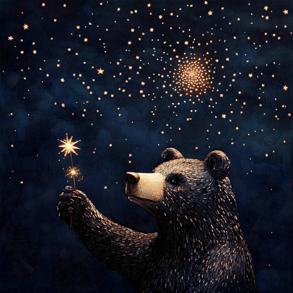 Bear holding a sparkler