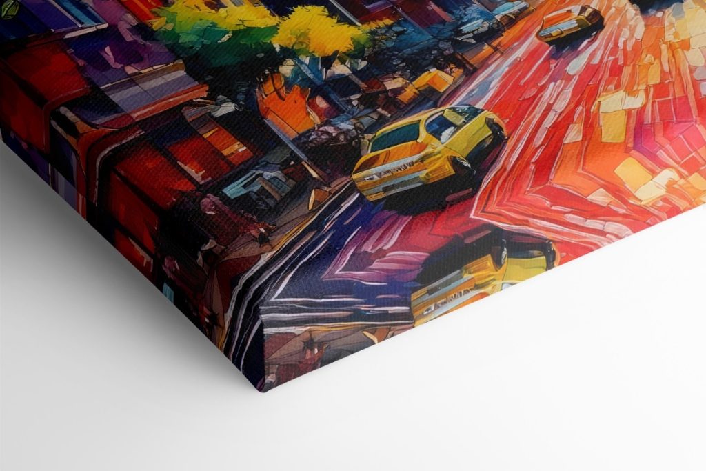 City street with cars and buildings