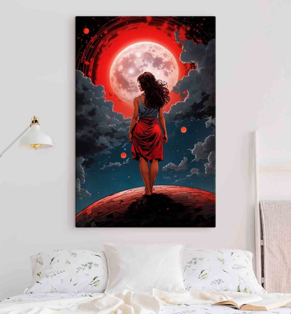 Woman looking at the moon Woman looking at the moon