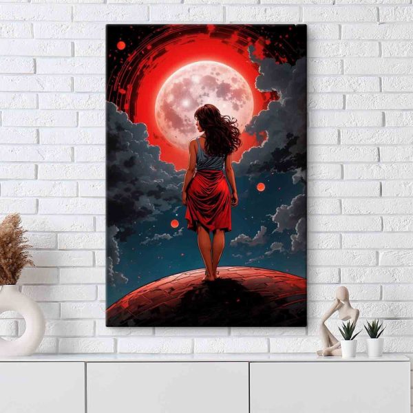Woman looking at the moon Woman looking at the moon
