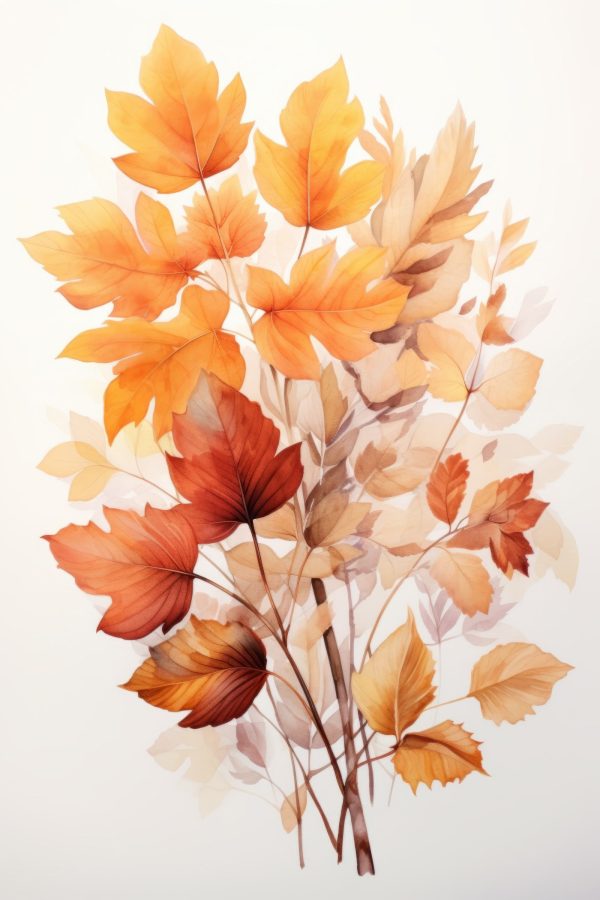 Painting of orange and brown leaves Painting of orange and brown leaves