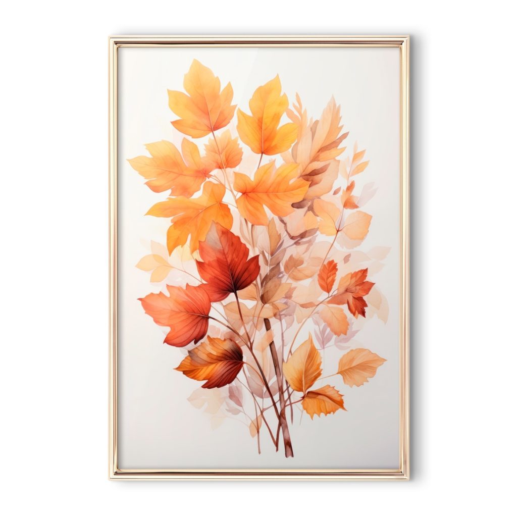 Painting of orange and brown leaves Painting of orange and brown leaves