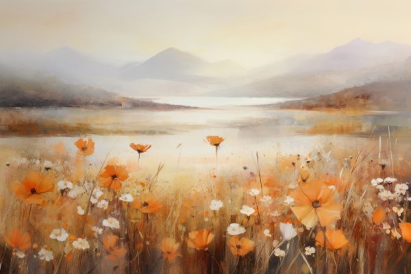 Painting of flowers in a field Painting of flowers in a field