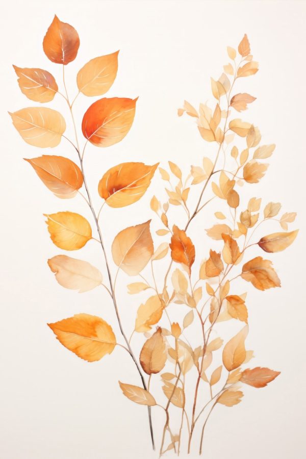Painting of orange leaves Painting of orange leaves