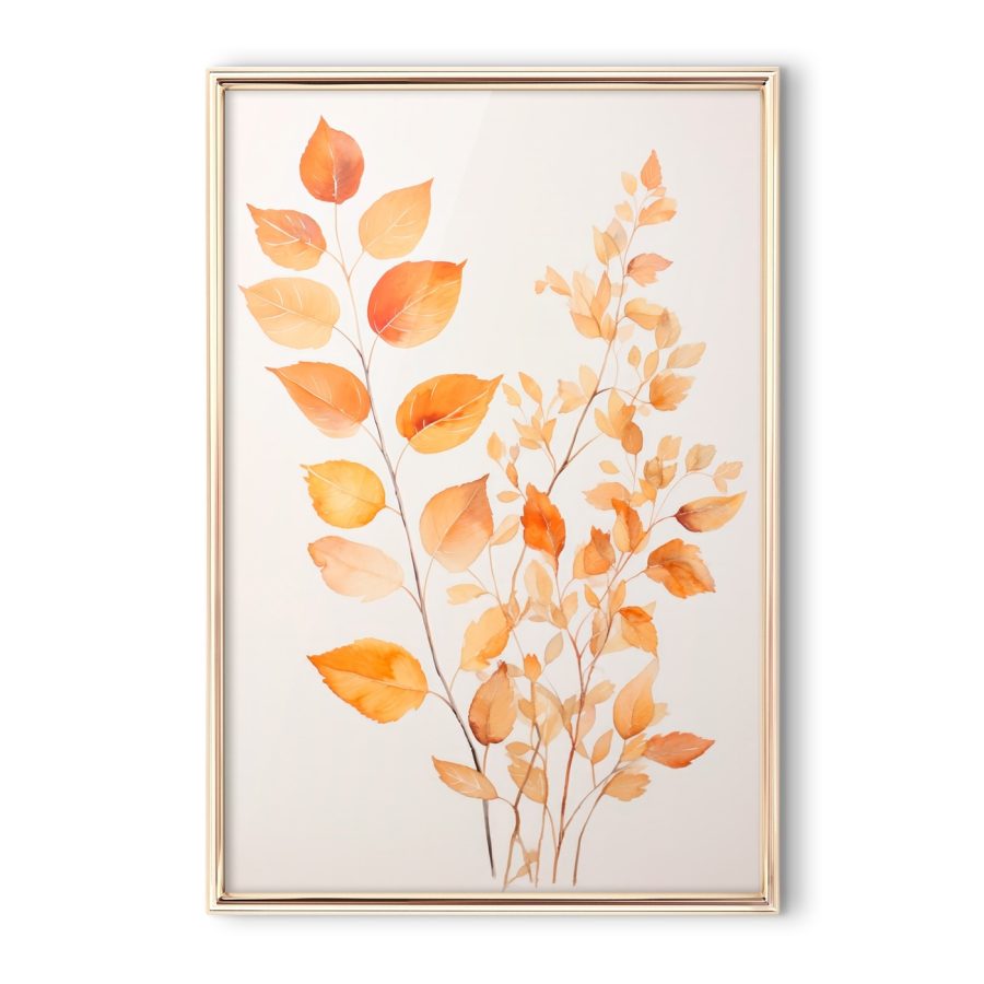 Painting of orange leaves Painting of orange leaves
