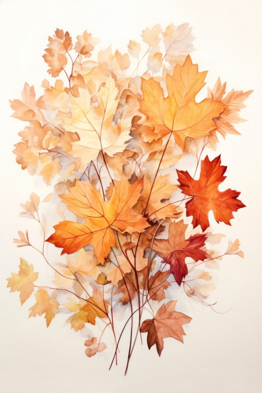 Painting of orange and brown leaves Painting of orange and brown leaves