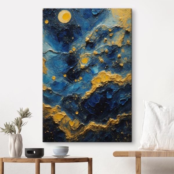 Azure waves and amber orbs dance Azure waves and amber orbs dance