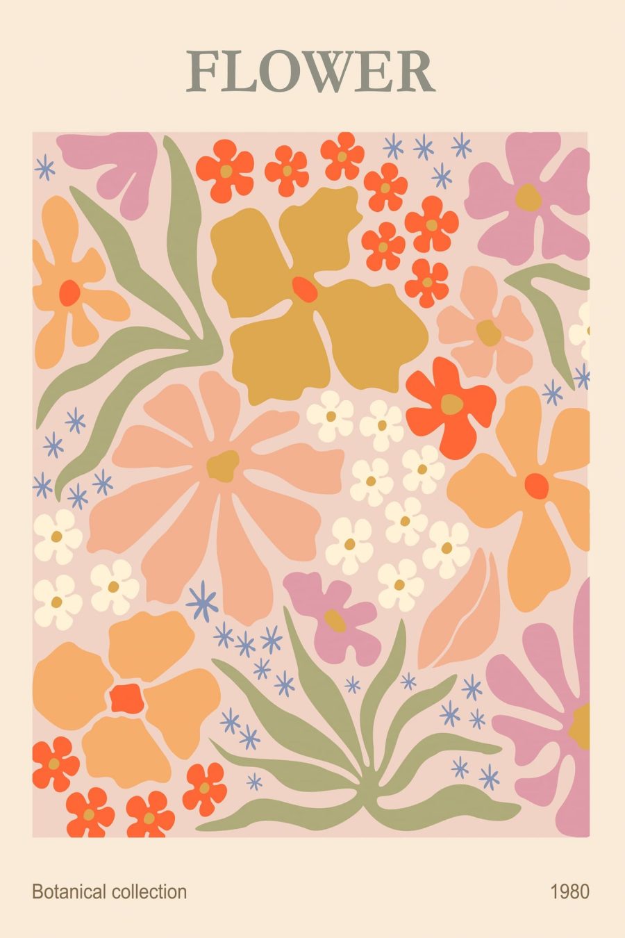 Colorful floral pattern on a pink background Colorful floral pattern on a pink background