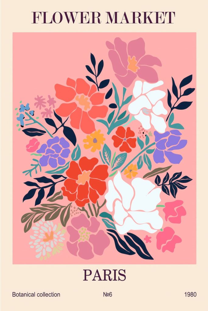 Colorful flower painting on a pink background Colorful flower painting on a pink background
