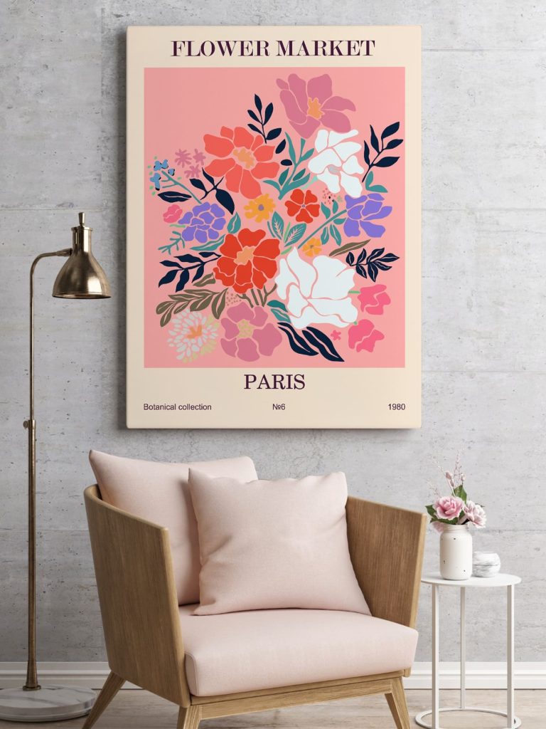 Colorful flower painting on a pink background Colorful flower painting on a pink background