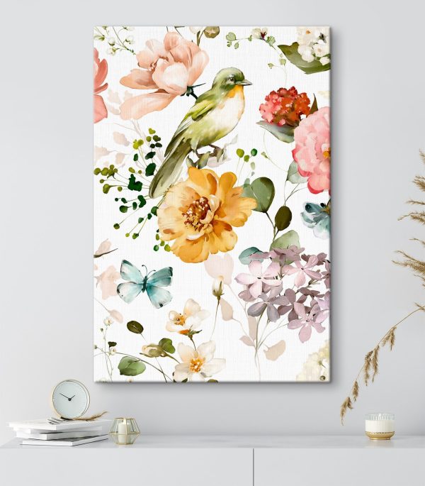Bird and flowers on a white background Bird and flowers on a white background