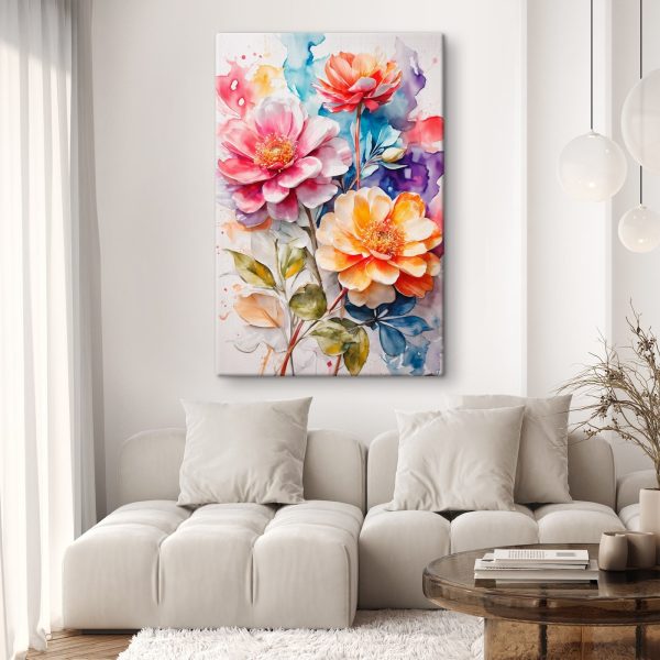Painting of flowers on a colorful background Painting of flowers on a colorful background