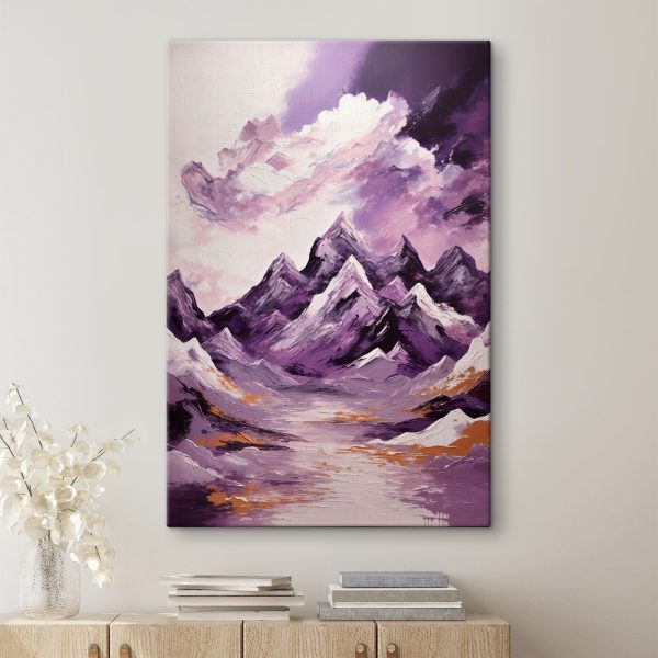Purple mountains with clouds and purple sky Purple mountains with clouds and purple sky