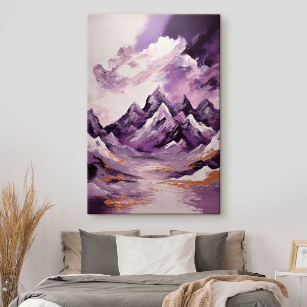 Purple mountains with clouds and purple sky Purple mountains with clouds and purple sky