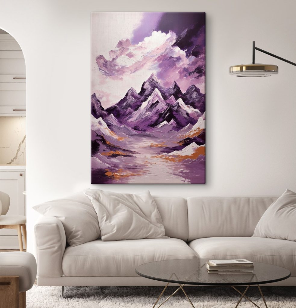 Purple mountains with clouds and purple sky Purple mountains with clouds and purple sky